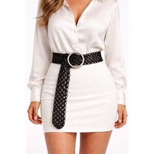 Woven Statement Belt One Size Black Ring Buckle